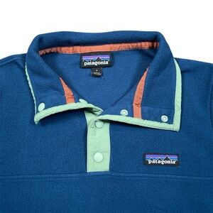Patagonia Womens Small Blue Micro-D Snap-T Fleece Pullover Sweatshirt